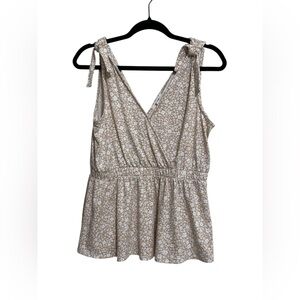 Maurices Floral Beige Sleeveless Tank Top